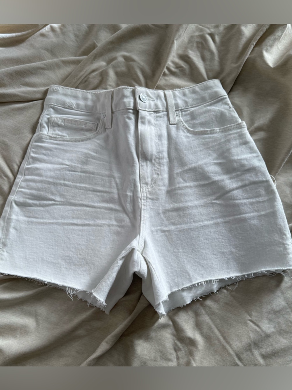 PAIGE Dani High Rise Cut off Raw Hem Shorts